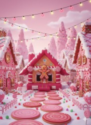 Pink Peppermint Gingerbread Bounce House